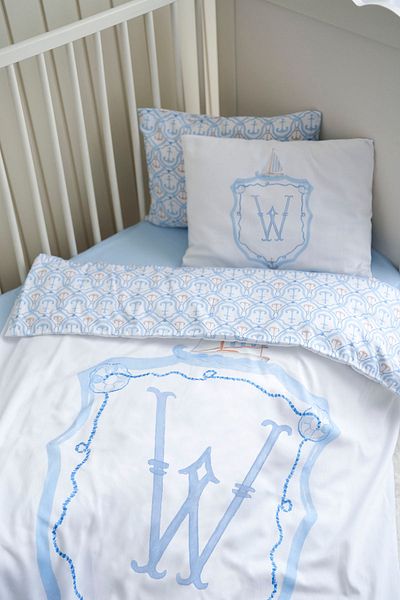 NOU Letter Series Letter W Baby Size Duvet Cover Set (100X150) - Noble Serie - Blue