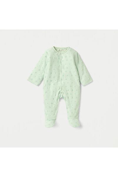 Juniors بدلة نوم بنقشة نجوم وأقدام مغلقة مع زر للإغلاق