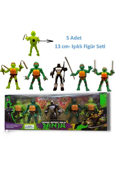LRS STORE Ninja Turtles Toy Figure Set Set of 5 with Accessories, Lighted, Movable, Quality Ninja Turtles