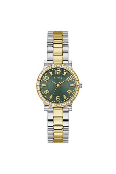 Guess Gugw0686l2 Ceas de mână pentru femei, placat cu aur, cadran verde, cu pietre