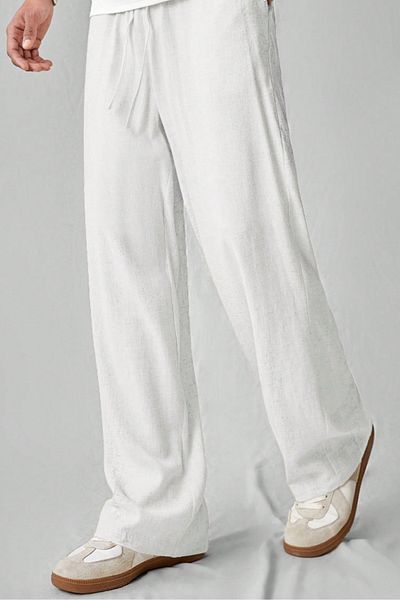 Tarz Cool Ελαφρύ και άνετο ανδρικό παντελόνι Muslin Baggy - Λευκό