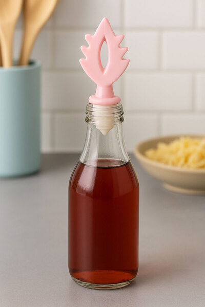 SİHİRLİ AYAKLAR Leaf Pattern Bottle Stopper Set of 2 Leakproof Glass Bottle Oil Bottle Lemon Vinegar Liquid Oil Bottle Apparatus Organizer