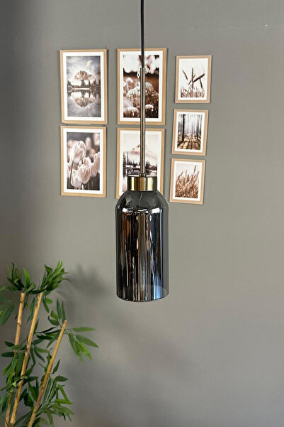 Bamyum Windy Cam Füme Tekli Avize İnce Eskitme Başlık Retro Sarkıt Lamba Salon Aydınlatma