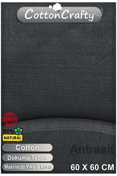 CottonCrafty Βαμβακερό υφαντό χαλάκι μπάνιου που απορροφά το νερό, χαλί μπάνιου απλό, στρογγυλό 60 Χ 60 εκ. ανθρακί