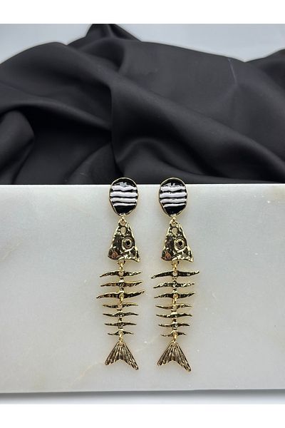 Duéra Gold Gold Brand Model Fish Hanging Design Summer Earrings