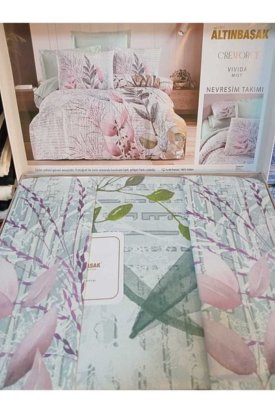 Altınbaşak 100% Cotton Ranforce Double Duvet Cover Set Vıvıda Mist