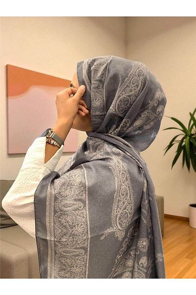 Baştacı 2025 Summer Season Gray Rug Pattern Shal