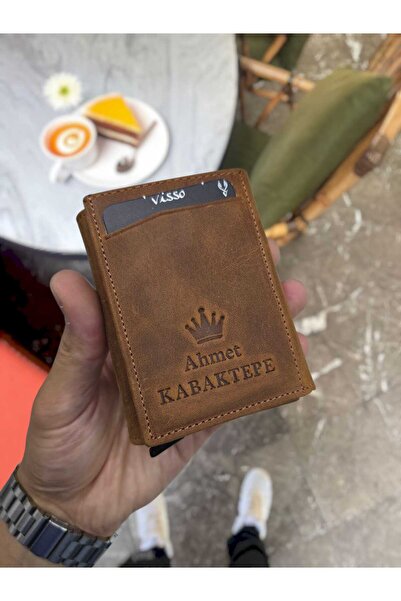 Visso leather VİSSO 684 Hakiki Deri Kağıt Para Gözü Mekanizmalı Kartlık Cüzda...