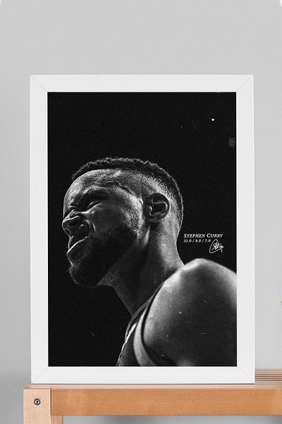 Saturn Pictură înrămată de Stephen Curry - Pictură poster NBA de baschet