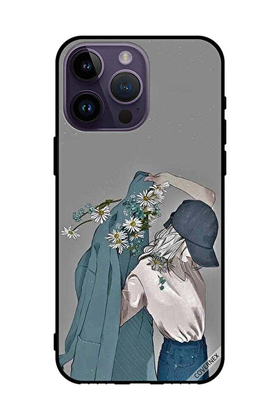Covernex غطاء حماية لهاتف Apple iPhone 14 Pro Max، فتاة ترتدي معطفًا مزهرًا