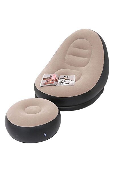 stuffix Inflatable Sofa MWAOWM with Ottoman, PVC, 87x74cm, Brown Color