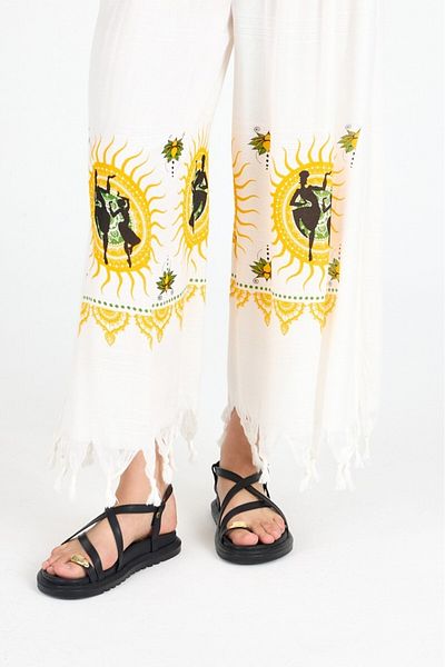 Mulberry Women's White Bamboo Trouser Skirt |   Beach & Pool & Daily Use