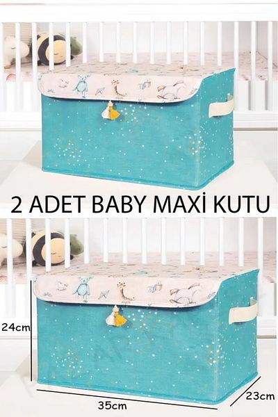 Tex Republic (2 bucăți) Organizator cutie multifuncțională pentru copii Maxi (ALBASTRU) 35x24x23