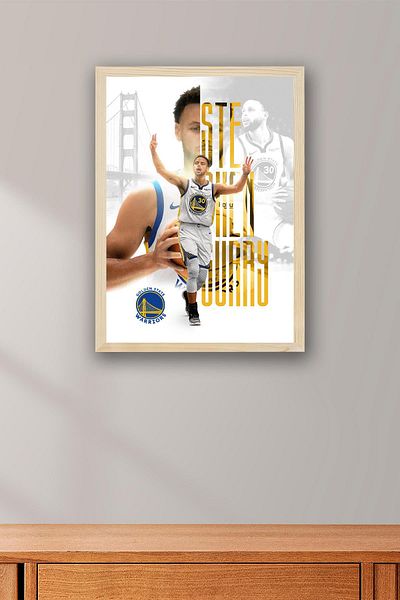 Saturn Stephen Curry Framed Painting - Golden State Warriors Nba Poster Painting