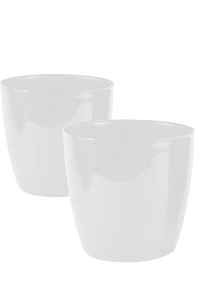 Bliss 2 Adet Yakut Parlak Dekoratif Plastik Çiçek Masa Saksısı 4,4 Litre Iç & Dış Mekan Saksı Seti