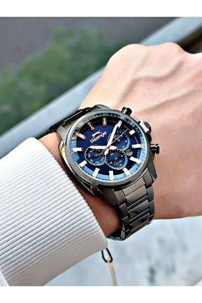 Slazenger Smoke Color 10 Atm Waterproofness Steel Cord Steel Case Men Wristwatch 2479.04Mr