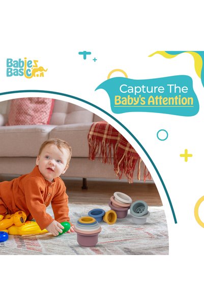 Babies Basic Silicone Stacking Toy for Babies/Kids, Stacking Cup, BPA Free 100% Safe - Cup