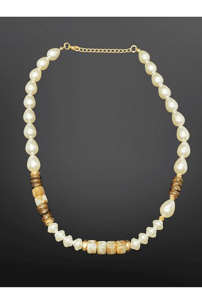 FM Bohemian Natural Stone & Pearl Model Detailed Bijoux Necklace |   Ethnic Colorful Design