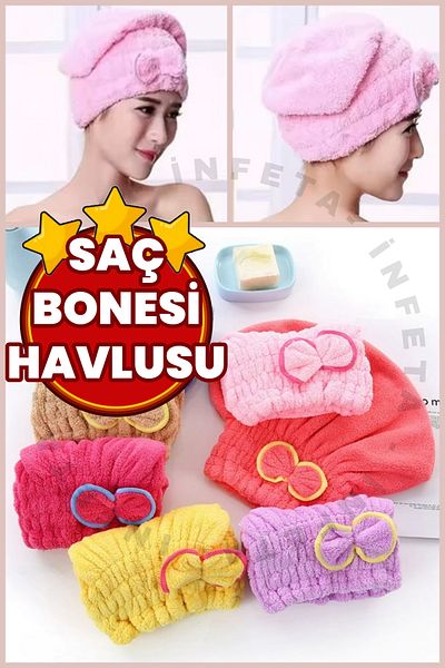 İnfeta Hair Drying Cap Microfiber Head Towel Shower Cap 1 Piece