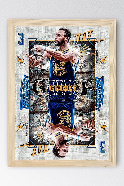 Saturn Stephen Curry Framed Painting - Basketball Nba Poster Painting