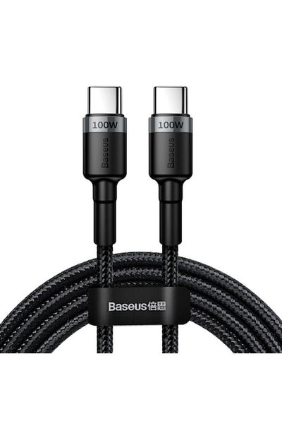 Baseus Cablu de date și încărcare CAFULE CATKLF-ALG1, USB Tip-C la USB Tip-C, 100W, 2m, Gri