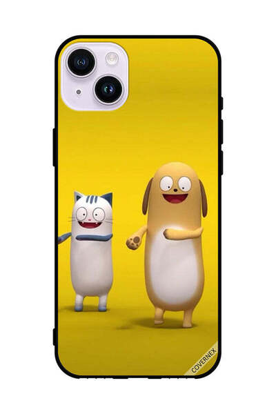Covernex غطاء حماية لهاتف Apple iPhone 14 - كرتون قطة وكلب لطيف