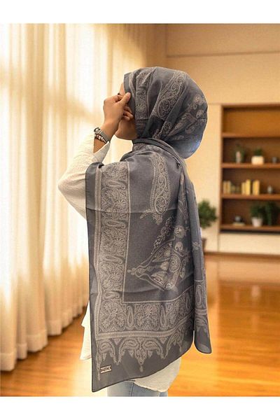 Baştacı 2025 Summer Season Gray Rug Pattern Shal