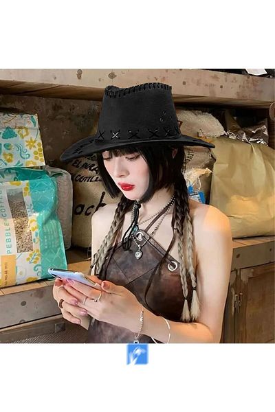 Kardelen Butik Denizli Suede Cowboy Hat for Women and Men (Size 58-59 cm)
