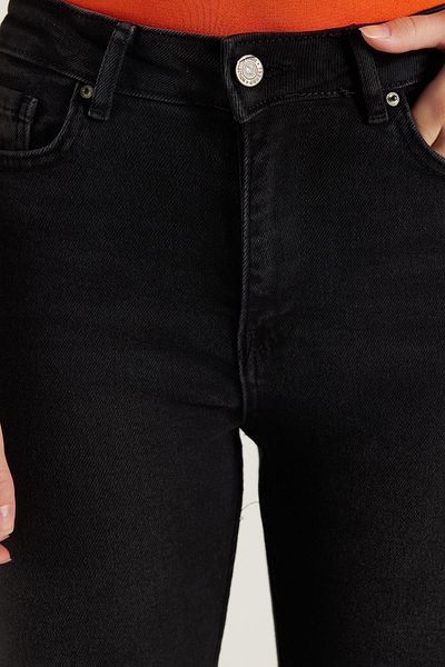 Tudors Women's Regular Fit Lycra Flared Smoked Jean Denim Trousers