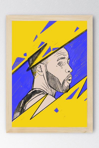 Saturn Stephen Curry Framed Painting - Basketball Nba Poster Painting