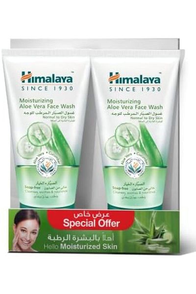 Himalaya Moisturizing Aloe Vera Face Wash - Gentle Cream-Based Cleanser - 2 x 150ml