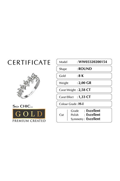 So CHIC... Beyaz Altın Sertifikalı Premium Created 1.33 Ct Effect Taşlı Yüzük