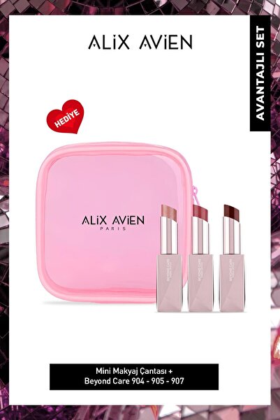 Alix Avien Nemlendirici, Besleyici Etkili Işıltılı Görünüm Sağlayan Makyaj Çantalı Parlak Beyond Care Ruj Seti