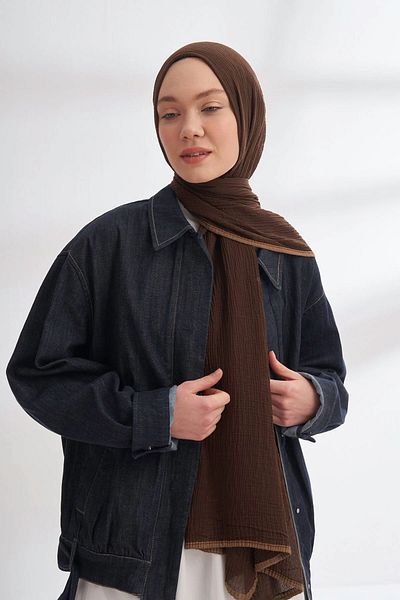 ARMANDA Muslin Piping Shawl 3352-247 Bitter Brown