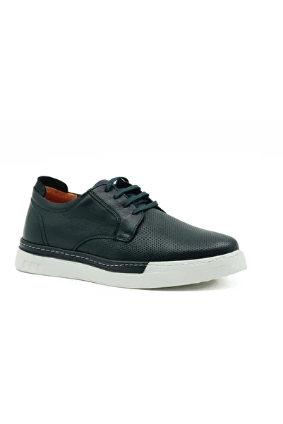 Tuna Genuine Leather Navy Blue Casual Sports Men's Shoes - Eva Sole 253250