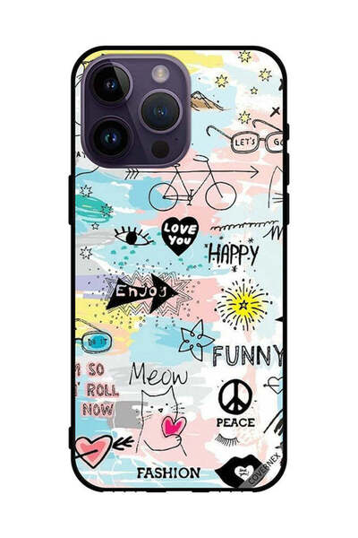 Covernex غطاء حماية لجهاز Apple iPhone 14 Pro Max Doodle Meow Enjoy