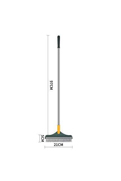 OEM 3-in-1 Cleaning Device: V-shaped Broom-Brush and Squeegee, Green/Yellow