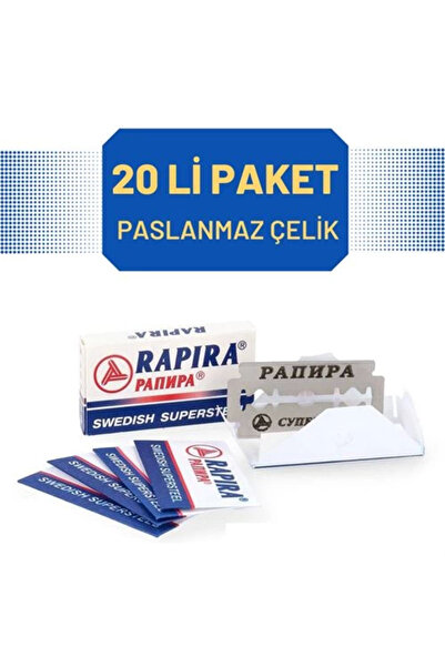 Twin Store مي للواردات ®   شفرات حلاقة فولاذية من رابيرا، 20 قطعة