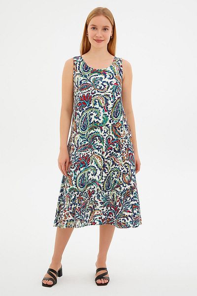 Fashion Friends Patterned Viscose Dress Ecru