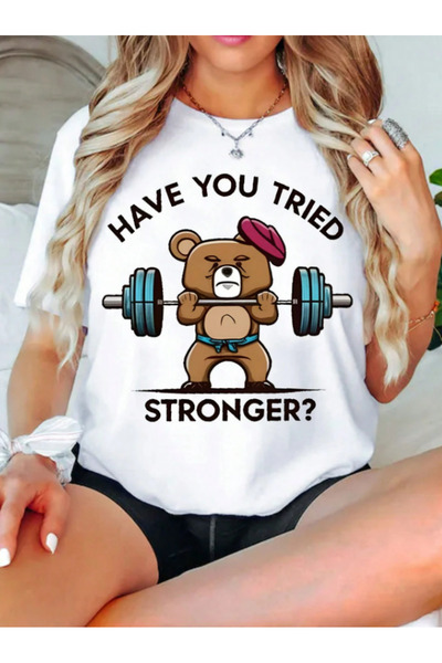 BETİLİNA تي شيرت أبيض كبير الحجم مطبوع عليه دمية دب