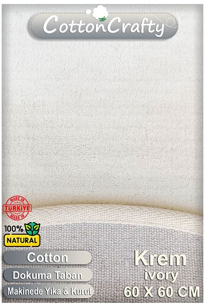 CottonCrafty Βαμβακερό υφαντό χαλάκι μπάνιου που απορροφά το νερό, χαλί μπάνιου απλό, στρογγυλό 60 Χ 60 εκ. Κρέμα