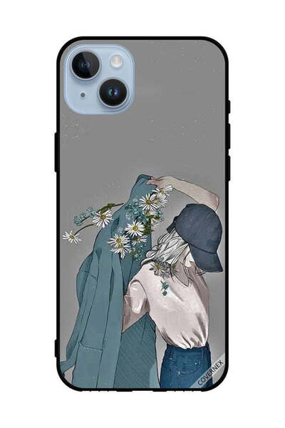Covernex غطاء حماية لهاتف Apple iPhone 14 Plus، فتاة ترتدي معطفًا مزهرًا