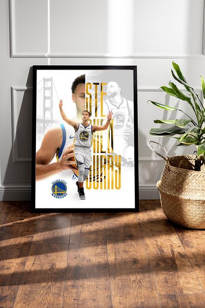 Saturn Stephen Curry Framed Painting - Golden State Warriors Nba Poster Painting
