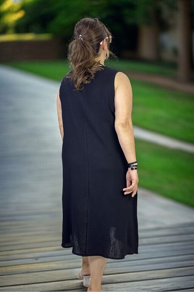 yagmurberen Button Detail Jopone Sleeve (Sleeveless) Pocketed Muslin Fabric Large Size Summer Dress