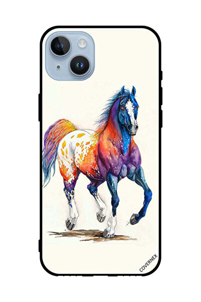 Covernex غطاء حماية لهاتف Apple iPhone 14 Plus، رسمة حصان ملونة