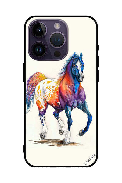 Covernex غطاء حماية لهاتف Apple iPhone 14 Pro - رسمة حصان ملونة