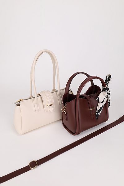 NOTHING Women's Gold Accessory Detailed Scarf Gift Set of 2 Hand Shoulder and Crossbody Bags Rayaroma
