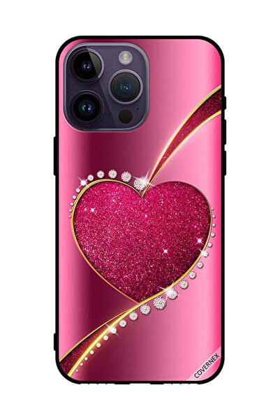 Covernex غطاء حماية لجهاز Apple iPhone 14 Pro Max بتصميم قلب لامع من الألماس