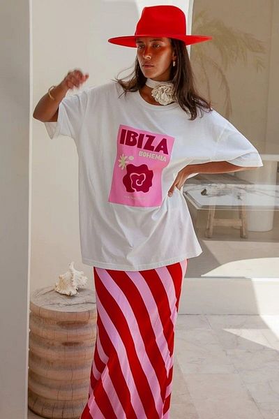JANSO GROUP -Women's Cotton Printed Ibiza Bohemia Tshirt Oversize Large Size
