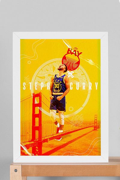 Saturn Pictură înrămată de Stephen Curry - Pictură poster NBA de baschet
